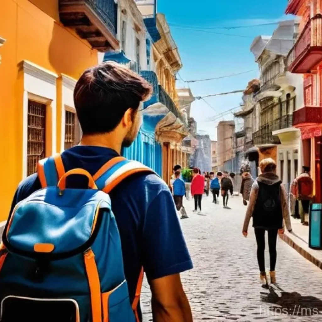 우루과이 치안 상황 - **Prompt:** "A young adult traveler, dressed in smart-casual, modest clothing suitable for daytime e...