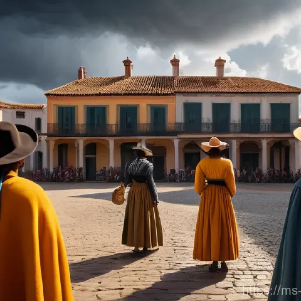 우루과이 독립 전쟁 - **Prompt:** A vibrant, historical painting in the style of 19th-century Romanticism, depicting the e...